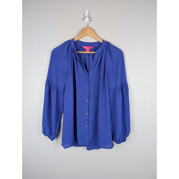 Lilly Pulitzer Anela Top Tunic Blouse Royal Blue XS - Picture 1 of 8